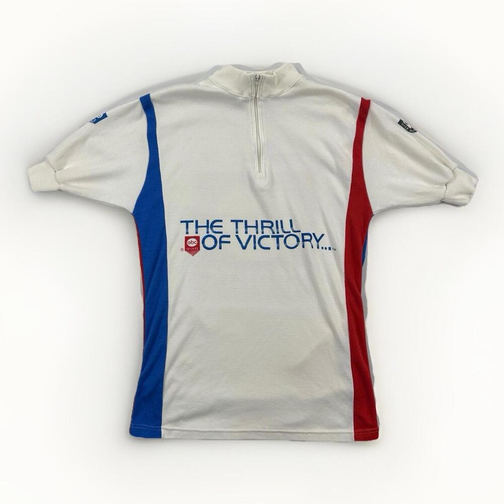 Vintage ABC Sports Cycling Jersey Soft Made in Brazil White Red Logo Size Small